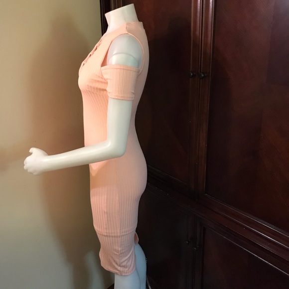 🆕 Mocha Peach Fitted Maxi Dress-Small - Picture 3 of 8